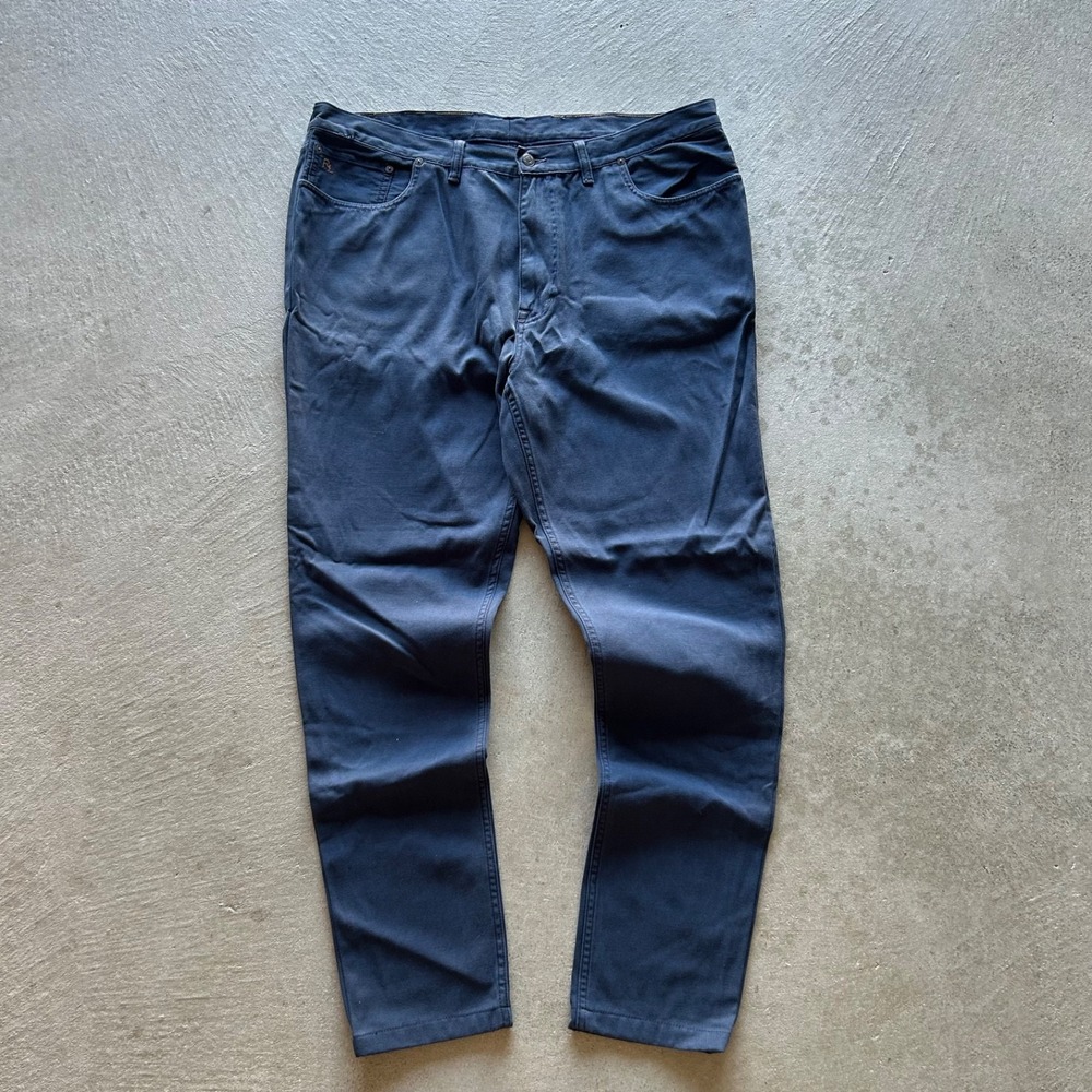 Vintage 90s Polo Ralph Lauren Pants Mens 42x34 Navy Blue Cotton Chino Tapered